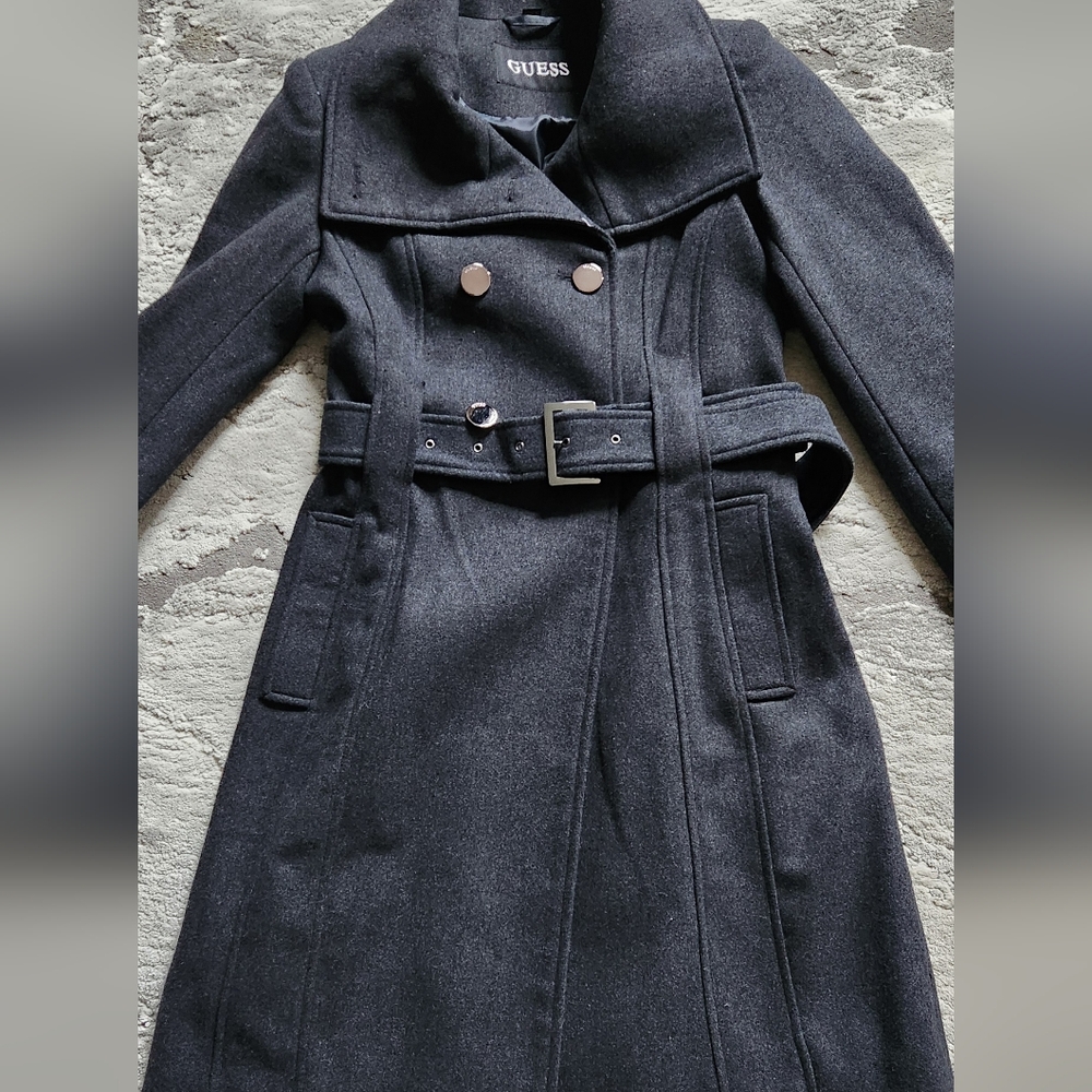 GUESS Women's Gray Belted Coat BRAND NEW